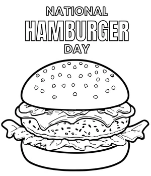 Página para Colorir Imagem para o Dia Nacional do Hambúrguer