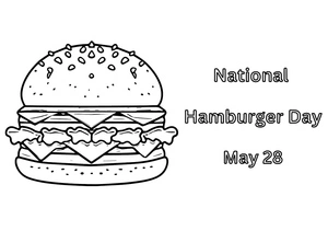 Página para Colorir 28 de maio: Dia Nacional do Hambúrguer