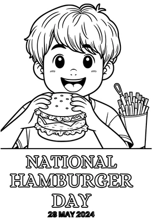 Página para Colorir Página para Colorir para o Dia Nacional do Hambúrguer
