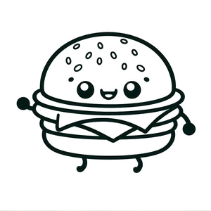 Hambúrguer Animado Coloring Page