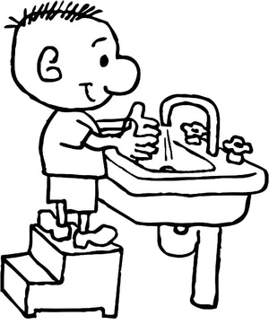 Página para Colorir Página para Colorir de Lavagem das Mãos