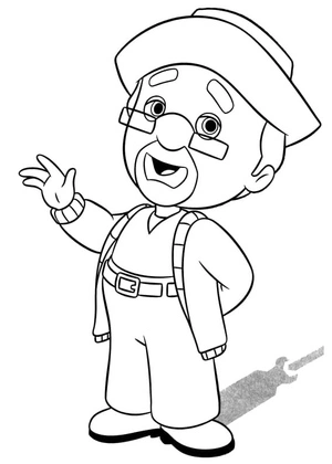 Página para Colorir Personagem Handy Manny