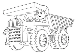 Página para Colorir Handy Manny Dirigindo um Caminhão Basculante