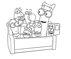 Página para Colorir Personagens de Ferramentas do Manny Mãos-à-Obra