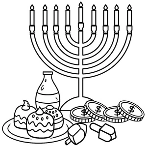 Página para Colorir Celebração de Hanukkah