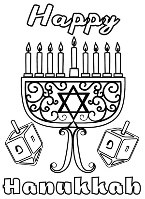 Página para Colorir O Festival Judaico de Hanukkah