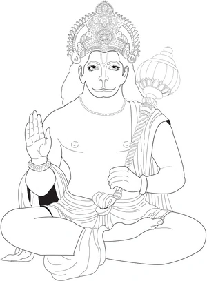 Página para Colorir Hanuman Grátis