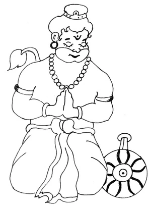 Página para Colorir Página para Colorir Hanuman para Imprimir Grátis