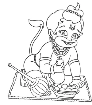 Página para Colorir Desenho Animado do Hanuman