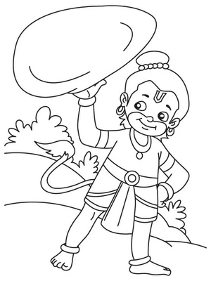 Página para Colorir Hanuman em Movimento