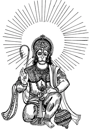 Página para Colorir Ilustração de Hanuman
