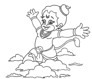 Página para Colorir Hanuman Alegre