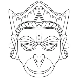 Página para Colorir Máscara de Hanuman