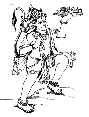 Página para Colorir Estampa de Hanuman