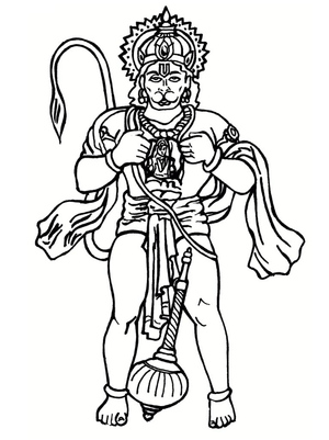 Imprimir a página para colorir com Hanuman