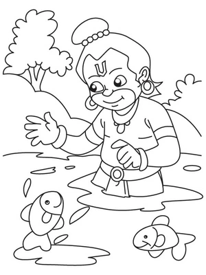 Página para Colorir Página para Colorir Hanuman para Imprimir