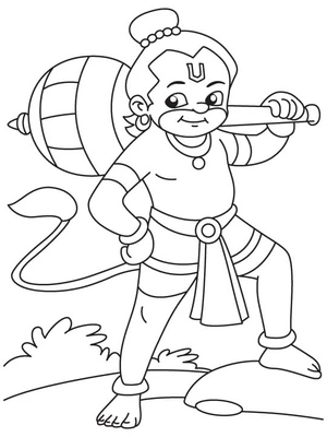Página para Colorir Página para Colorir do Hanuman para Imprimir