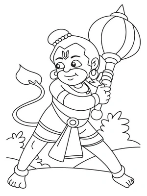 Página para Colorir Hanuman Sociável