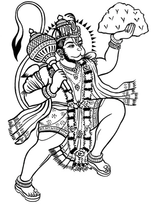 Página para Colorir Hanuman Libertado