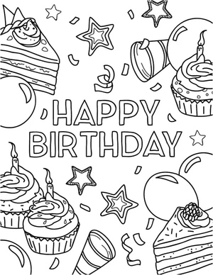 Página para Colorir Página de Colorir de Aniversário