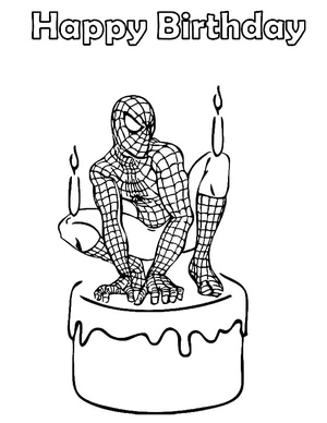 Página para Colorir Celebração de Aniversário do Homem-Aranha