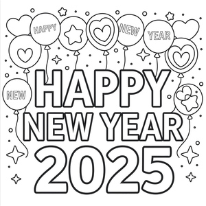 Balões em uma Celebração de Ano Novo em 2025