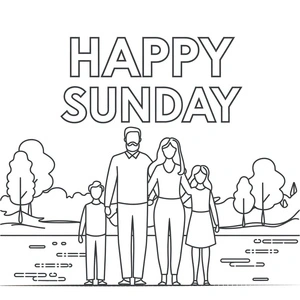 Página para Colorir Diversão em Família no Domingo
