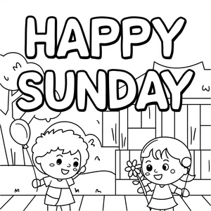 Página para Colorir Domingo Colorido Infantil
