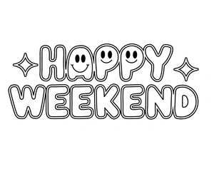 Página para Colorir Grátis para Imprimir: Felicidade de Fim de Semana