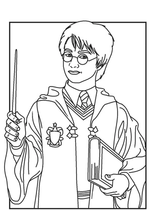 Página para Colorir Harry Potter Alegre