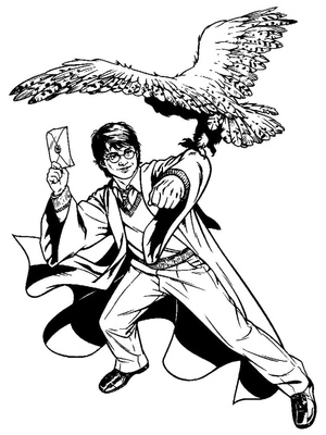 Página para Colorir Harry Potter Recebendo uma Carta