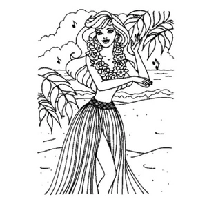 Página para Colorir Barbie no Havaí