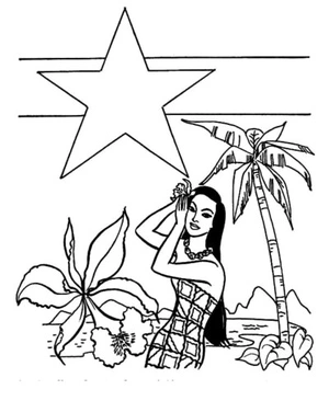 Página para Colorir Celebração Luau Havaiano