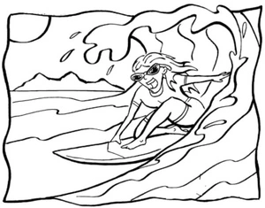 Página para Colorir Surfando a Crista