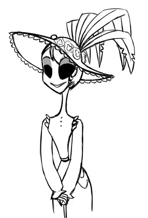 Rosie sorrindo, página para colorir detalhada de Hazbin Hotel, grátis para imprimir