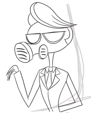 Trench com máscara de gás, medium Hazbin Hotel coloring page, free printable