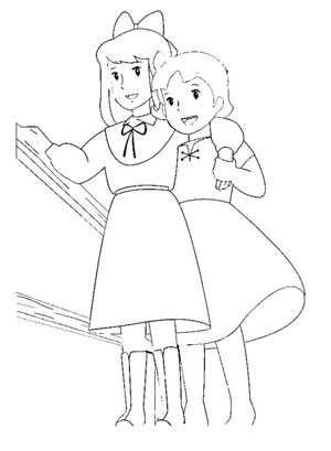 Página para Colorir Clara e Heidi