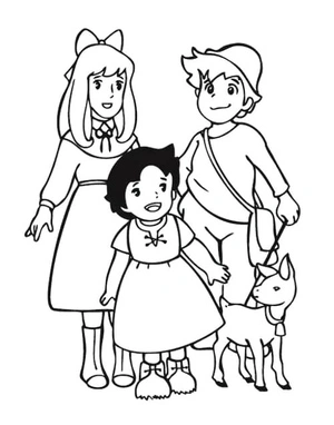 Página para Colorir Personagens de Heidi