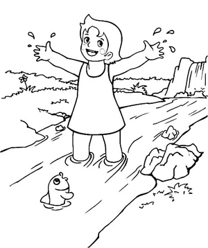 Página para Colorir Heidi Está Feliz