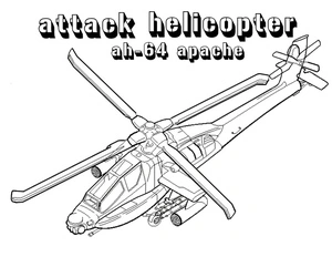 Página para Colorir Helicóptero de Ataque Apache - AH-64