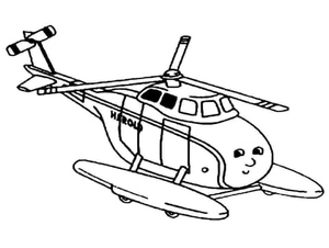 Página de Colorir de Helicóptero Divertido para Crianças