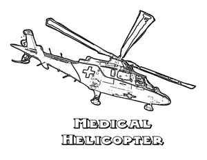 Página para Colorir Ambulância de Helicóptero