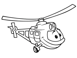 Página para Colorir Desenho Animado de Helicóptero