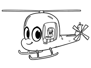 Desenho para Colorir de Helicóptero Fofo