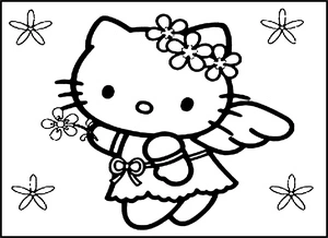 Página para Colorir Saudações Adoráveis de Gatinha