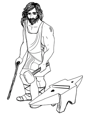 Página para Colorir Hefesto, o Deus dos Carpinteiros