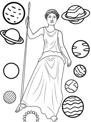 Página para Colorir Hera, a Deusa do Matrimônio