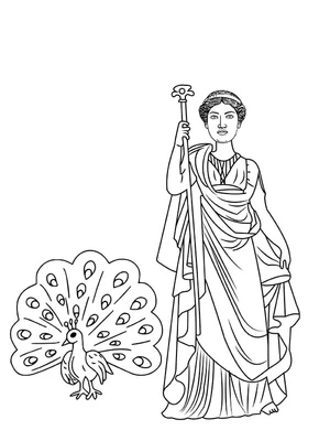 Página para Colorir Hera, a Rainha dos Deuses