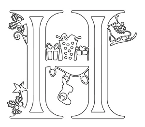 Página para Colorir Letra do Alfabeto H Feriado de Natal