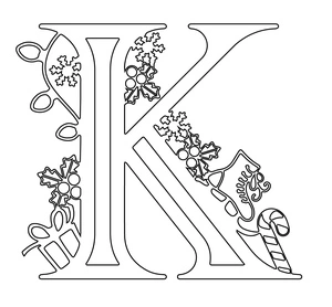 Página para Colorir Página de Colorir do Alfabeto de Férias de Natal para a Letra K